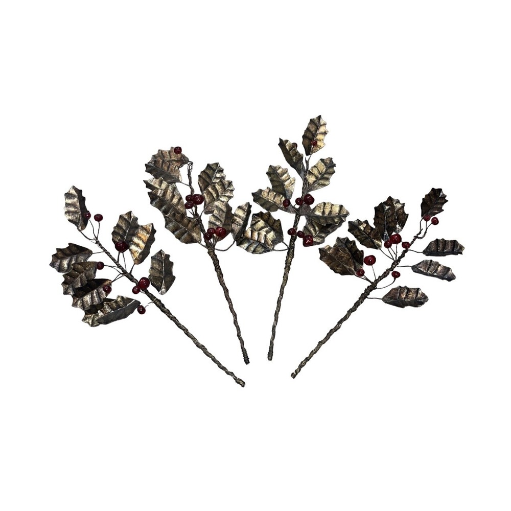 Vintage Bronze metal leaf wall Berry Twine Stemmed Decoration Wall Or Vase